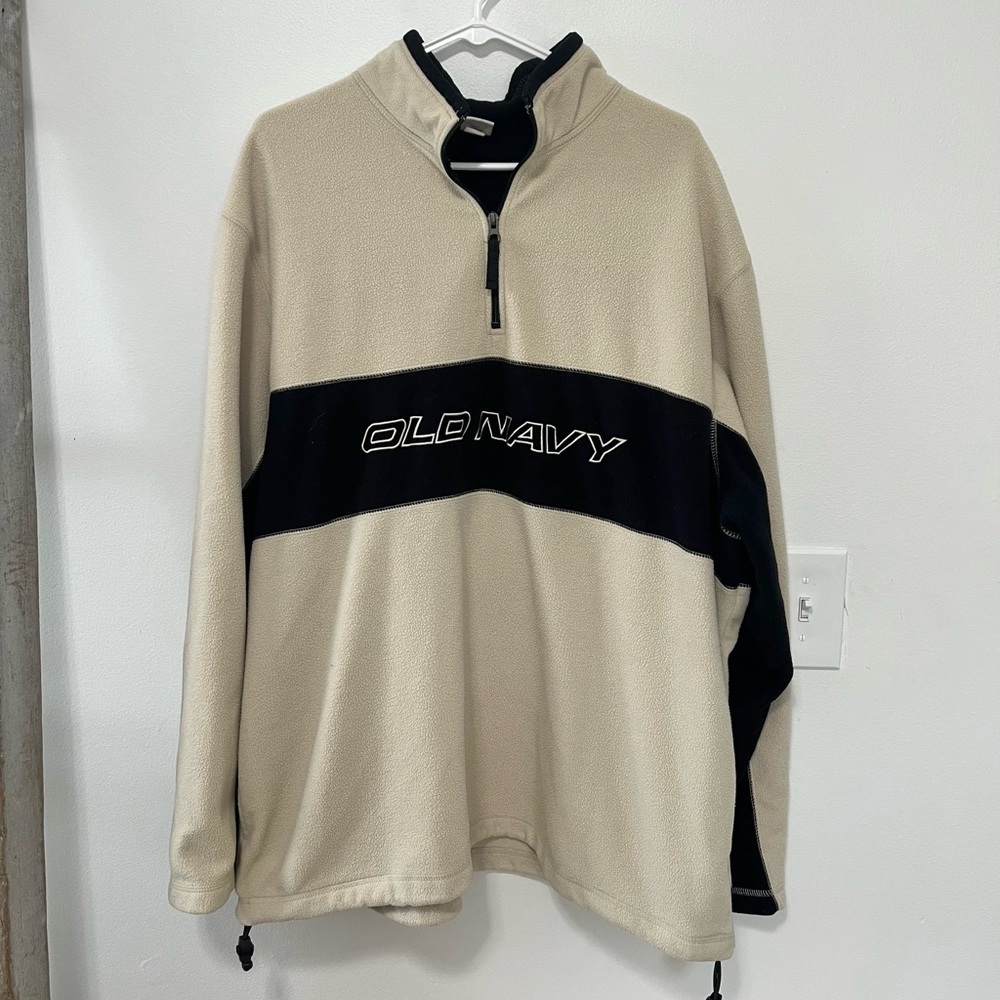 Old Navy Vintage Y2K Spell Out Quarter Zip Fleece Pullover- Men’s Size XXL